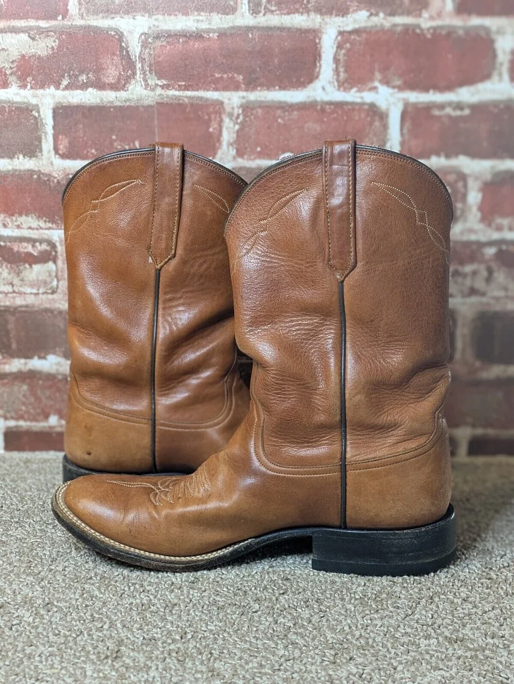 Rios of Mercedes 4900 Cowboy Boots Vintage Brown Leather Western Mens 9 E
